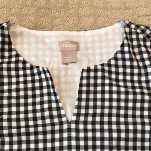 Chico’s black and white checked blouse with lace detail. - Picture 6 of 11